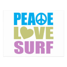 Surf d'amour de paix cartes postales