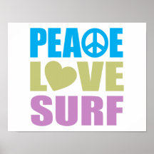 Surf d'amour de paix posters