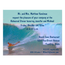 Surf et mer de dîner de répétition faire-parts