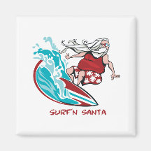 Surf'n Père Noël Magnets Pour Réfrigérateur