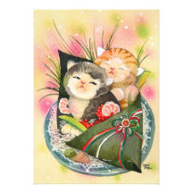 Sushi de Handroll de chaton de Noël Invitations