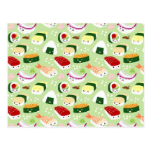 Sushi de Kawaii avec des visages Carte Postale