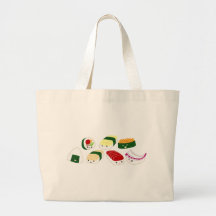 Sushi de Kawaii avec des visages Sacs En Toile