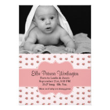 Sweet Pink Roses Baby Girl Birth Announcement