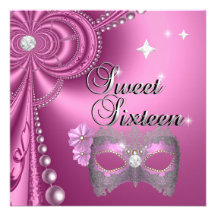 Sweet sixteen argent rose de masque de diamant de  cartons d'invitation