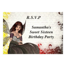 Sweet sixteen féerique gothique r.s.v.p. invitation personnalisée