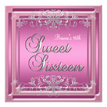 Sweet sixteen fille de l'adolescence argentée rose invitation personnalisable