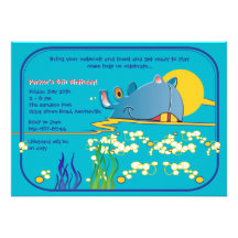 Swimming Hippo Invitation