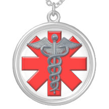 Symbole argenté de corps médical collier personnalisé