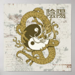 Symbole chinois et dragon de yang de Yin Affiches