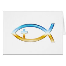Symbole chrétien de poissons avec le crucifix - ci carte