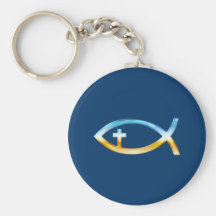Symbole chrétien de poissons avec le crucifix - ci porte-clés