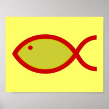 Symbole chrétien de poissons - FORT ! Or et rouge Posters