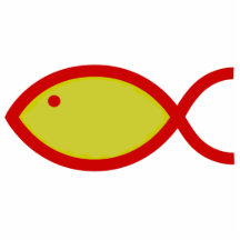 Symbole chrétien de poissons - or avec le contour  photo en relief