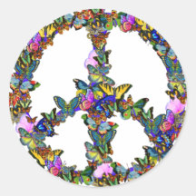 Symbole de paix de papillon autocollants