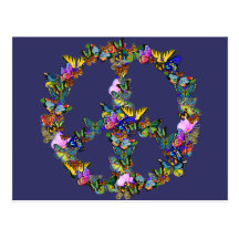 Symbole de paix de papillon cartes postales