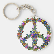 Symbole de paix de papillon porte-clé