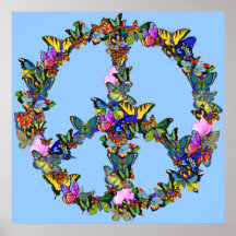 Symbole de paix de papillon poster