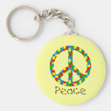 Symbole de paix de puzzle d'autisme porte-clefs