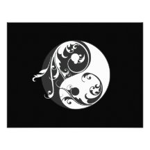 Symbole de Yin Yang de défilement (noir) Cartons D'invitation
