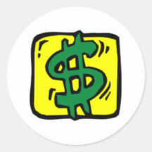 Symbole dollar adhésifs ronds