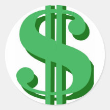 symbole dollar de $ adhésif rond