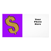 Symbole dollar encroûté par or photocarte personnalisée