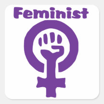Symbole féministe dans le pourpre autocollants carrés