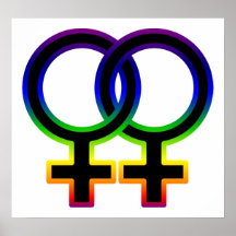 Symbole homosexuel femelle d'arc-en-ciel posters