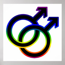 Symbole homosexuel masculin d'arc-en-ciel poster