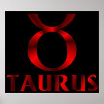 Symbole rouge d'horoscope de Taureau Posters