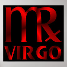 Symbole rouge d'horoscope de Vierge Affiches