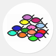 Symboles chrétiens de poissons - école d'arc-en-ci autocollants