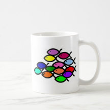 Symboles chrétiens de poissons - école d'arc-en-ci mugs à café