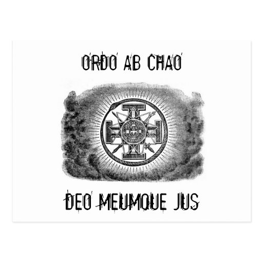 Symboles maçonniques ORDO ab CHAO Carte Postale