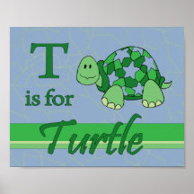 T est pour la tortue (le garçon) affiches