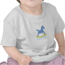 T-shirt bleu et jaune de bébé de basculage de chev