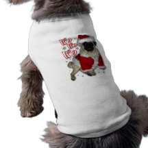 T-shirt de chien de carlin de Père Noël Manteau Pour Toutous