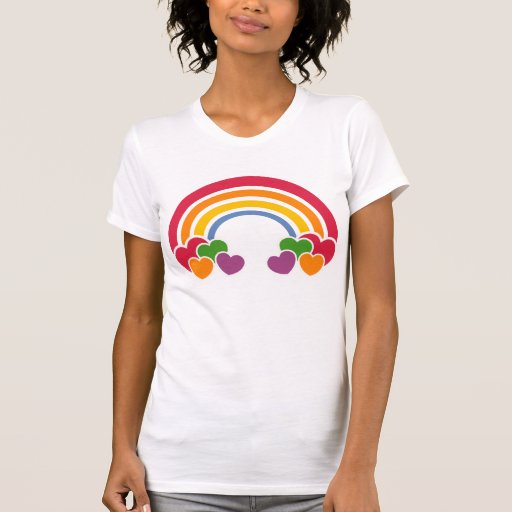 T-shirt de coeurs de n d'arc-en-ciel des années 80