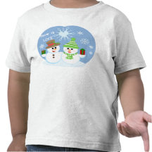 T-shirt de personnes de neige de Noël d'enfants