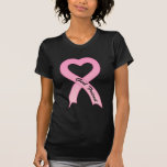 T-shirt noir de dames de ruban de rose d'amie