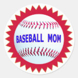 T-shirts de maman de base-ball et produits uniques autocollant rond