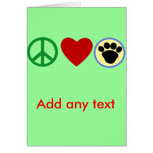 T-shirts de pattes de chiot d'amour de paix, cadea cartes