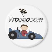 T-shirts et cadeaux bleus de voiture de course aimants