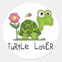T-shirts et cadeaux d'amant de tortue adhésifs ronds