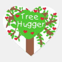 T-shirts et cadeaux de Hugger d'arbre Autocollants En Cœur