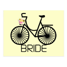 T-shirts et cadeaux de jeune mariée de bicyclette carte postale