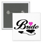 T-shirts et cadeaux de jeune mariée de coeurs badges avec agrafe