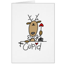 T-shirts et cadeaux de Noël de renne de cupidon Carte De Vœux