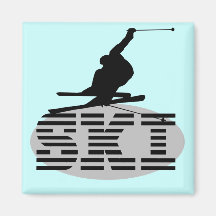 T-shirts et cadeaux de SKI de silhouette Magnets Pour Réfrigérateur